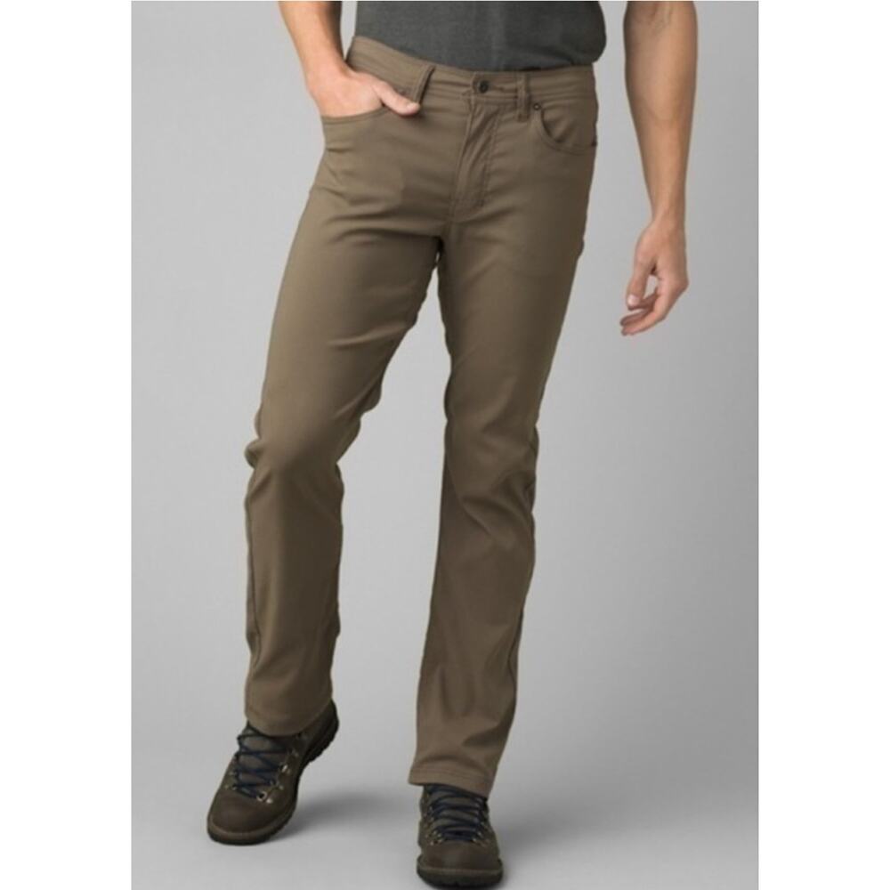 Prana Mens 35x29 Slim Fit Brown Brion Pant Stretch Hiking Camp Outdoors *EUC